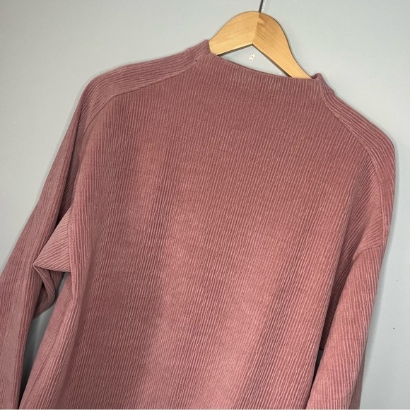 Madewell Striped Jacquard Funnelneck Rosewood Pink Long Sleeve Top Size M NWT - Picture 6 of 16